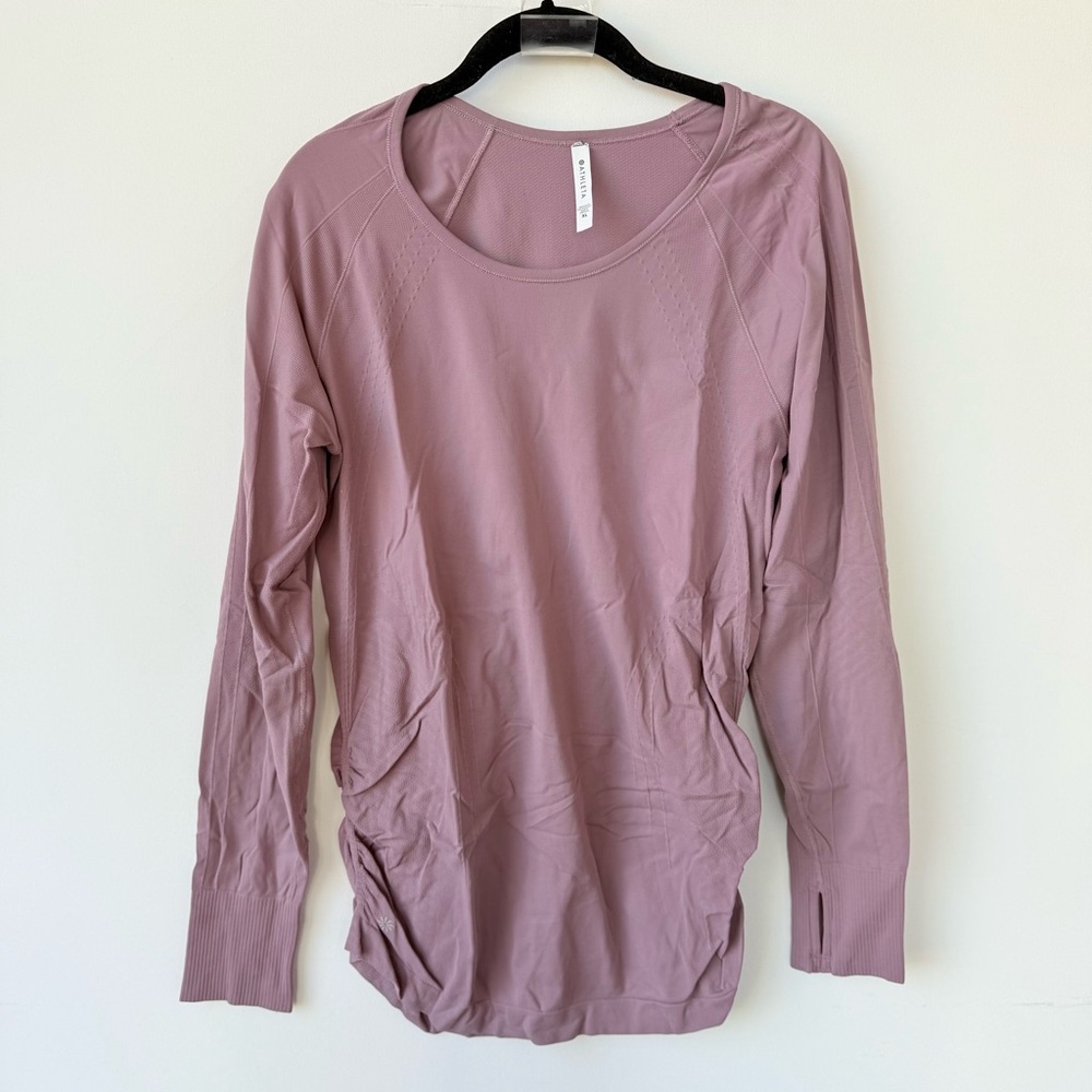 Athleta Foresthill Ascent Seamless long-sleeve top pink/mauve size XL